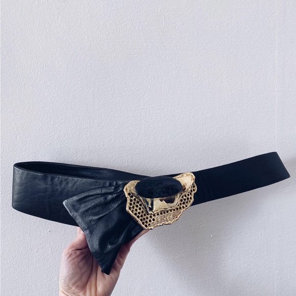 Vintage 80's genuine leather jewel belt - Picture 2 of 4